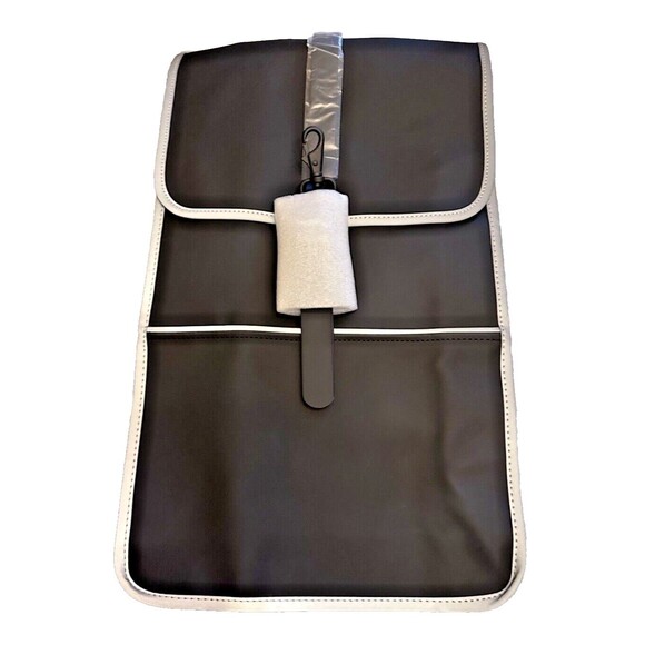 RAINS Backpack Waterproof Black Reflective One Size 19”x11.75” x 4.5” NWT - Picture 1 of 9